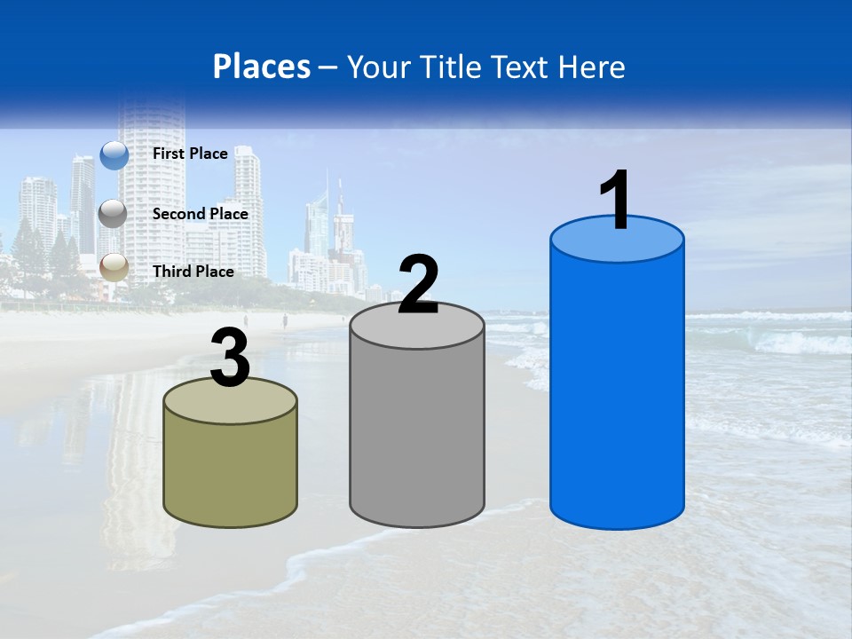 A Beach With A City In The Background PowerPoint Template