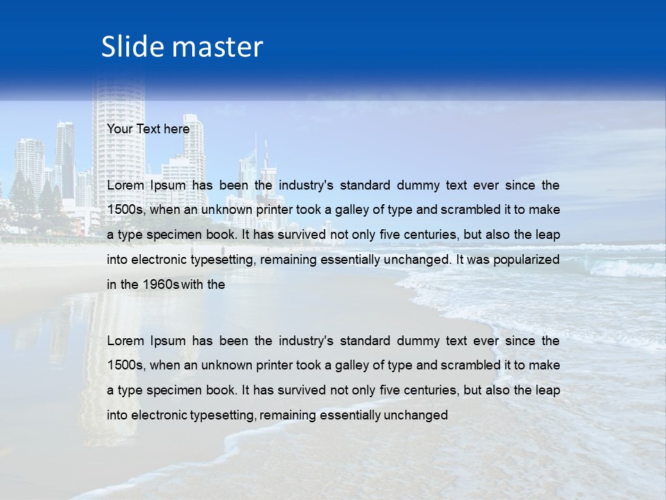 A Beach With A City In The Background PowerPoint Template