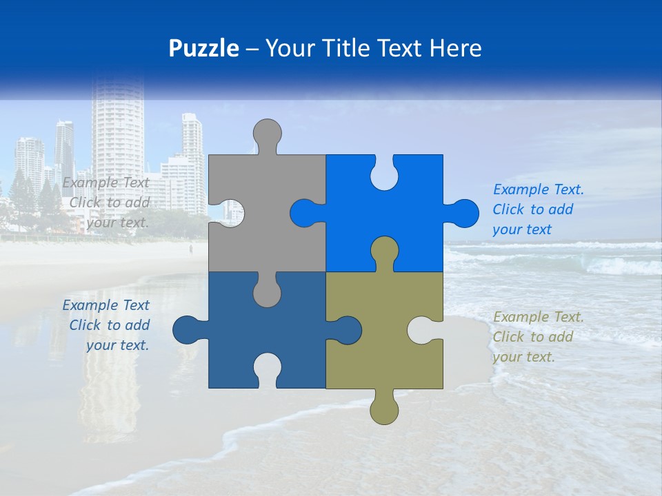 A Beach With A City In The Background PowerPoint Template