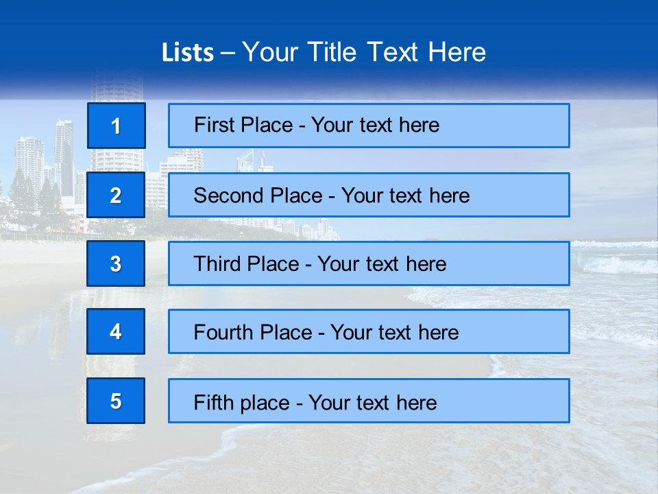 A Beach With A City In The Background PowerPoint Template