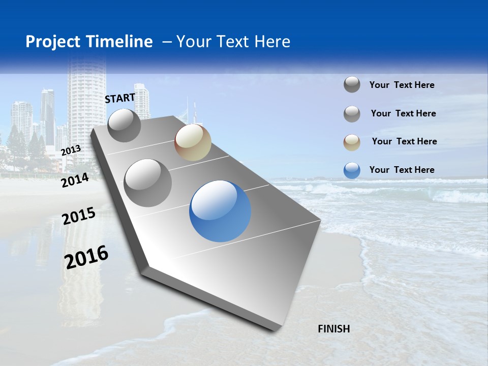 A Beach With A City In The Background PowerPoint Template