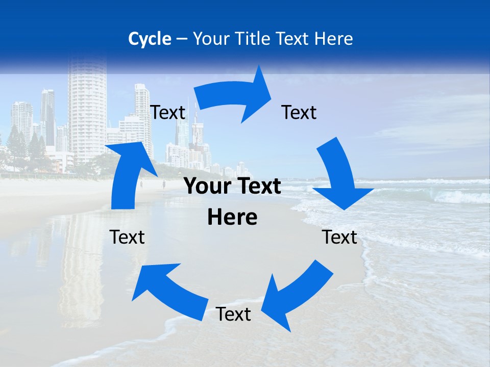 A Beach With A City In The Background PowerPoint Template