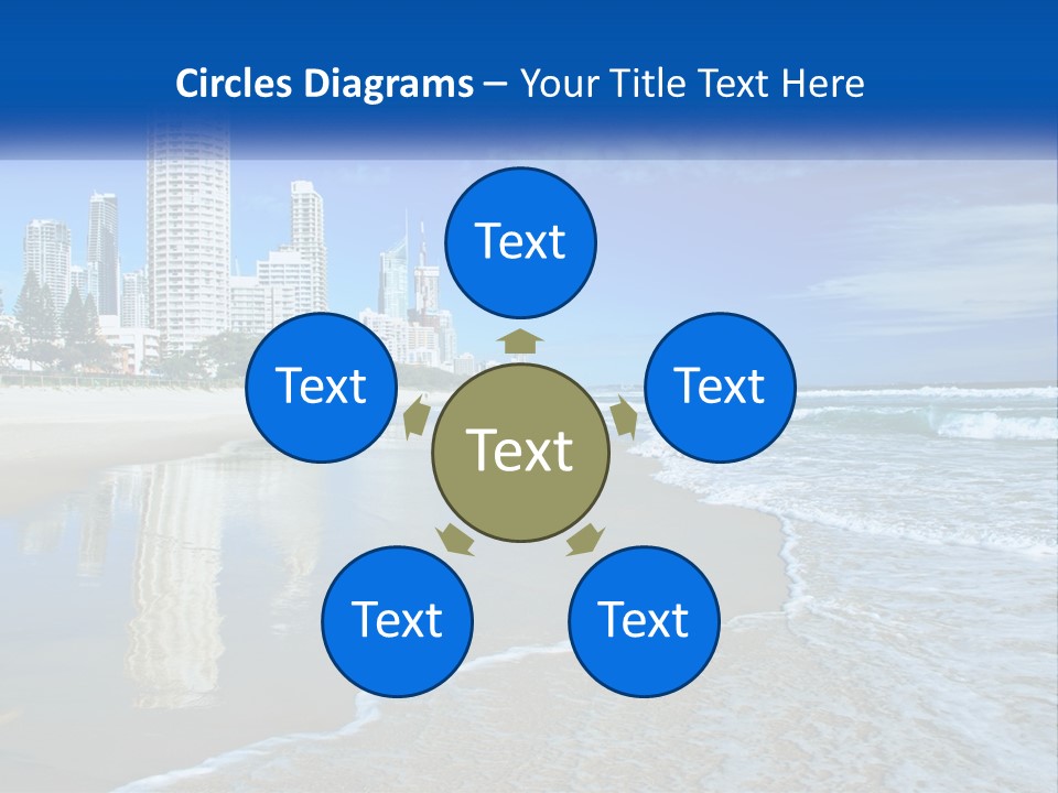 A Beach With A City In The Background PowerPoint Template