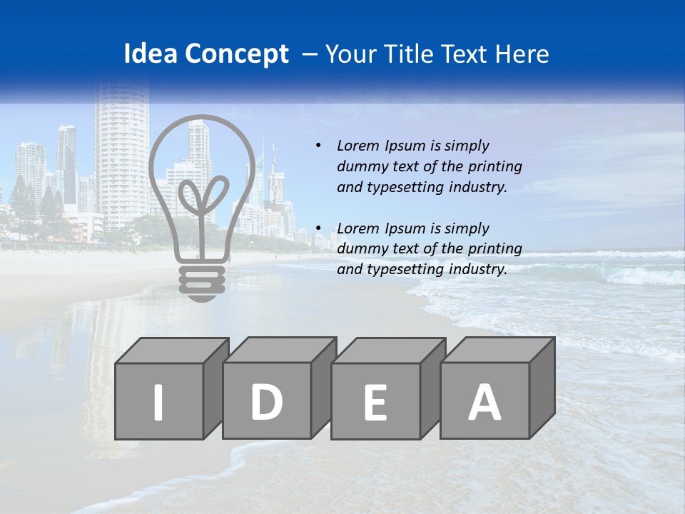 A Beach With A City In The Background PowerPoint Template