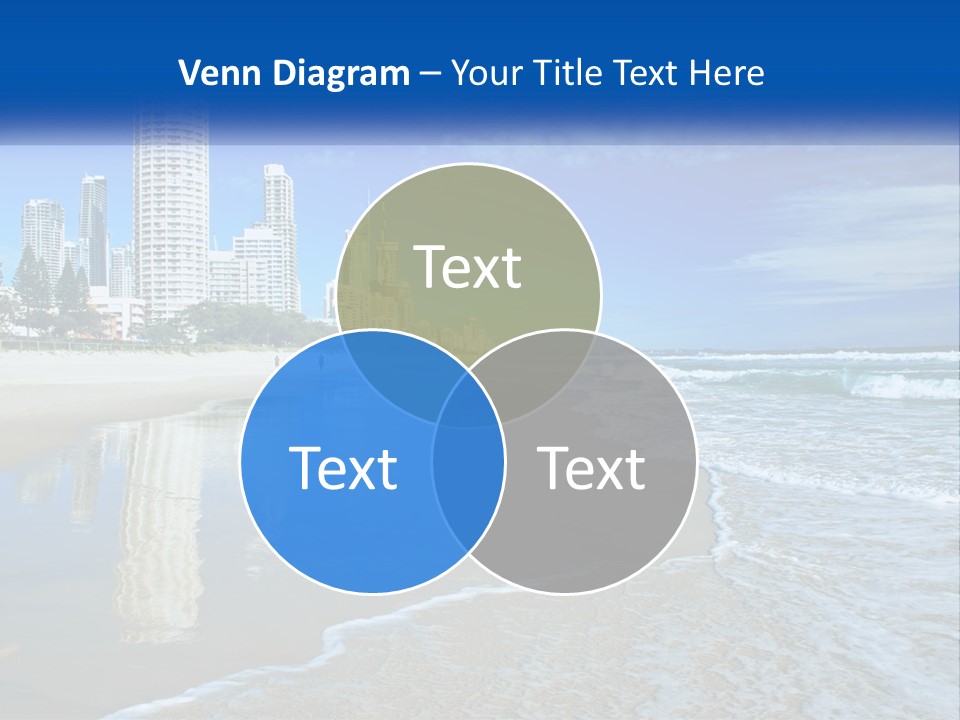 A Beach With A City In The Background PowerPoint Template