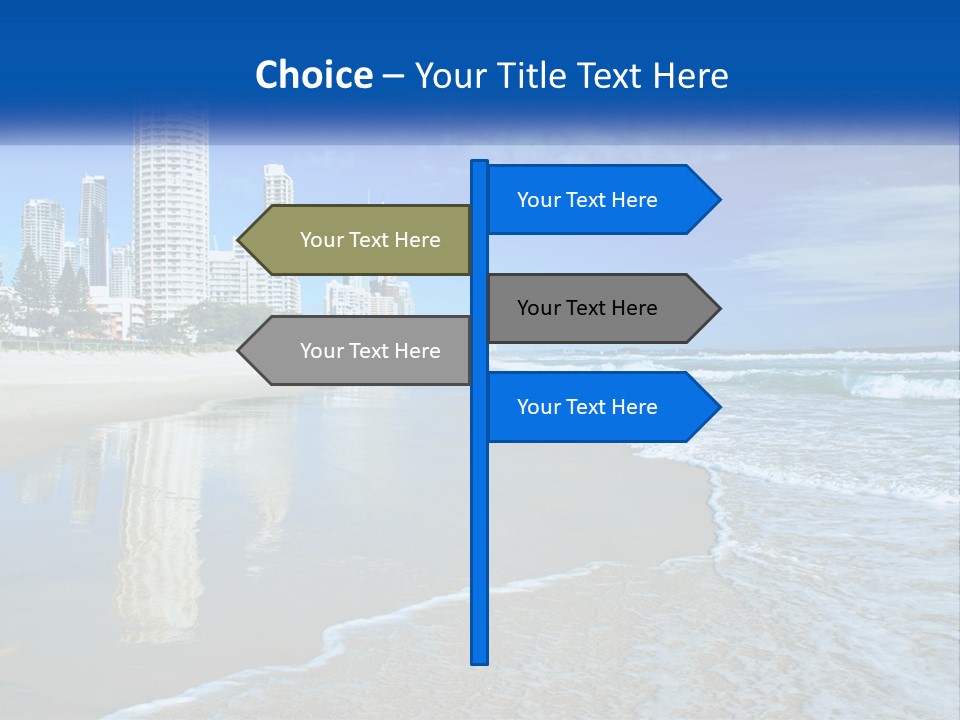 A Beach With A City In The Background PowerPoint Template