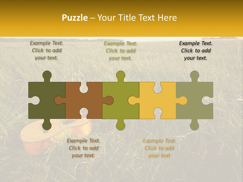 A Guitar In A Field Of Tall Grass PowerPoint Template