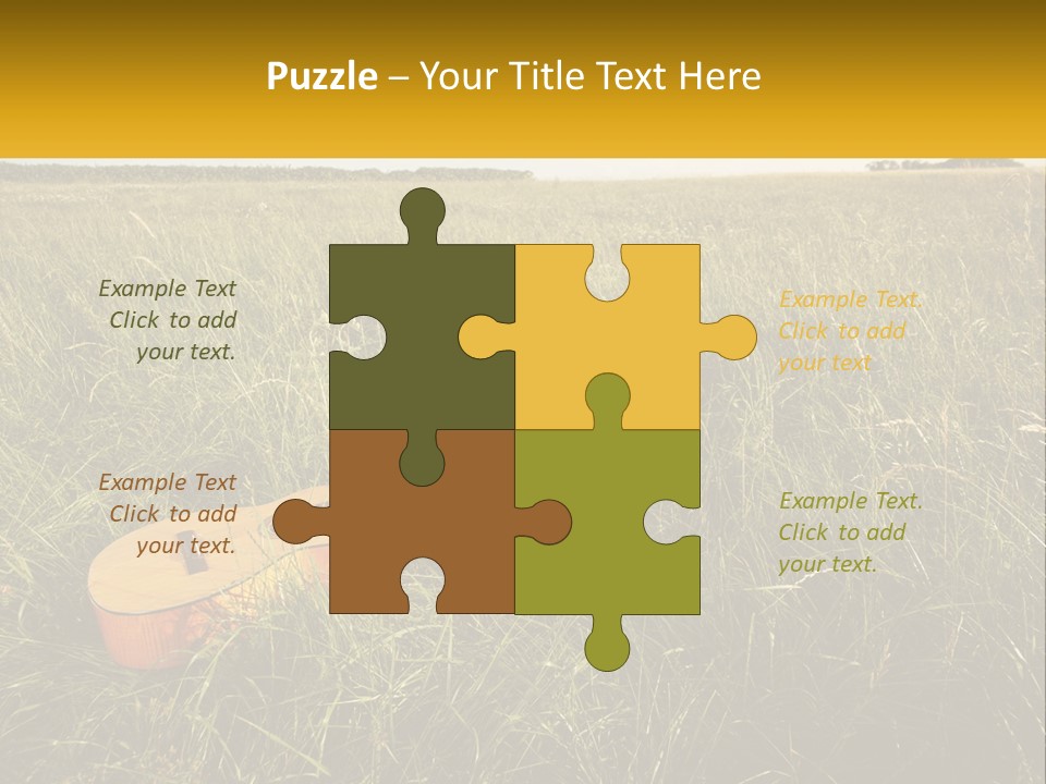 A Guitar In A Field Of Tall Grass PowerPoint Template