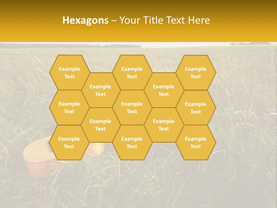 A Guitar In A Field Of Tall Grass PowerPoint Template