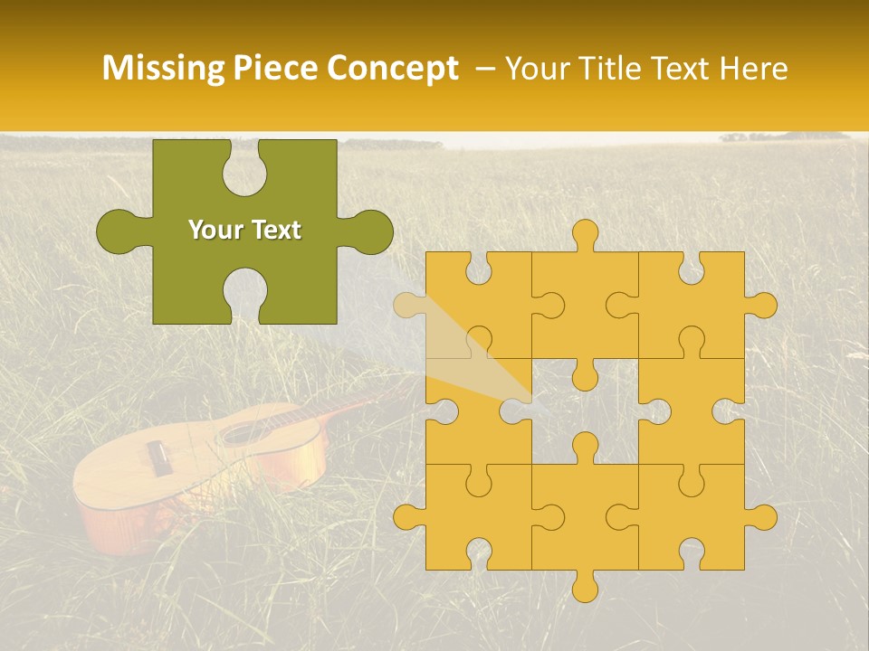 A Guitar In A Field Of Tall Grass PowerPoint Template