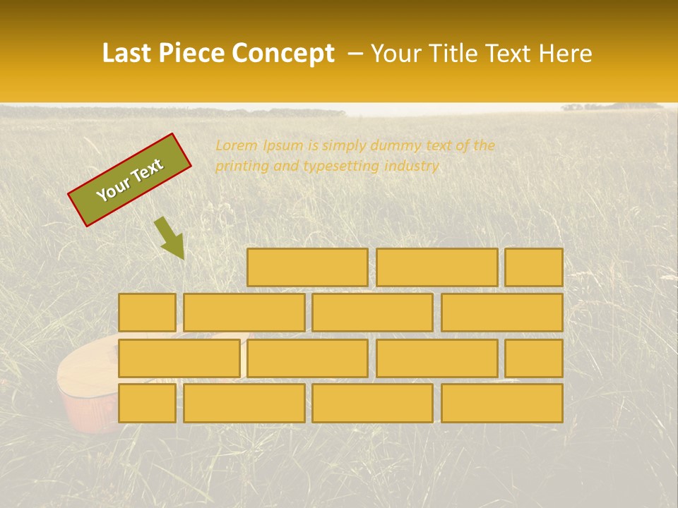 A Guitar In A Field Of Tall Grass PowerPoint Template