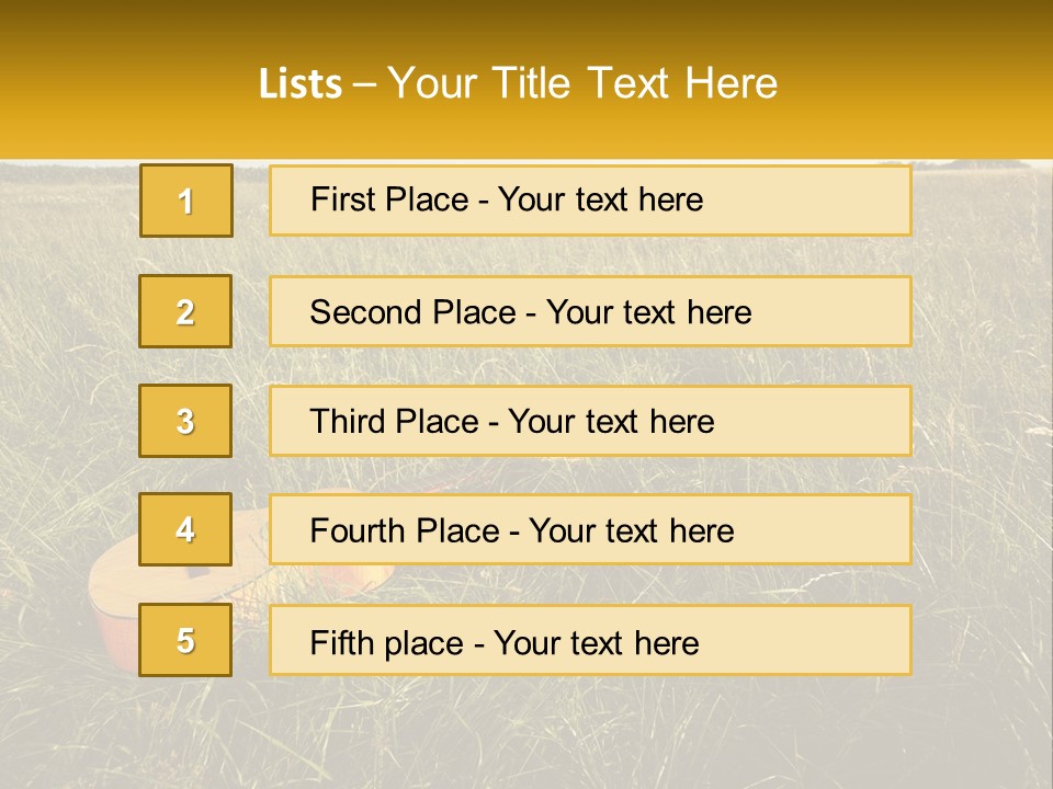 A Guitar In A Field Of Tall Grass PowerPoint Template