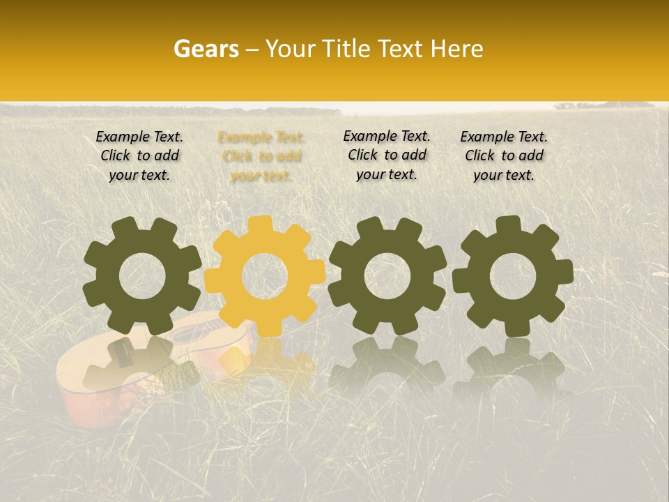 A Guitar In A Field Of Tall Grass PowerPoint Template