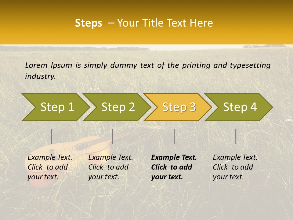 A Guitar In A Field Of Tall Grass PowerPoint Template