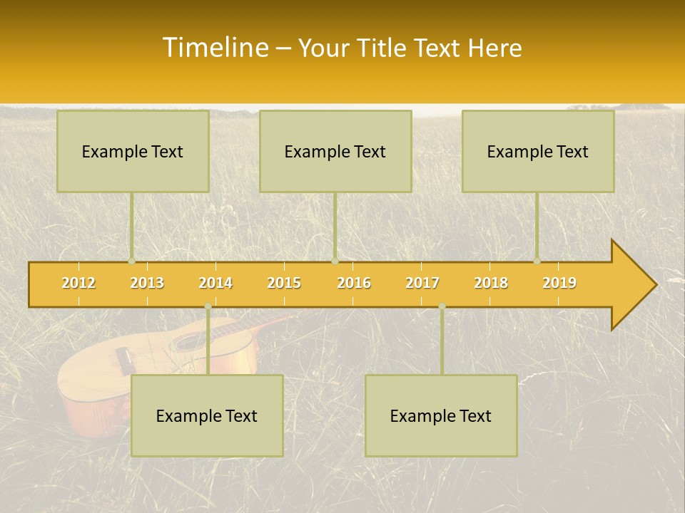 A Guitar In A Field Of Tall Grass PowerPoint Template