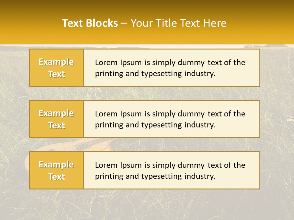A Guitar In A Field Of Tall Grass PowerPoint Template