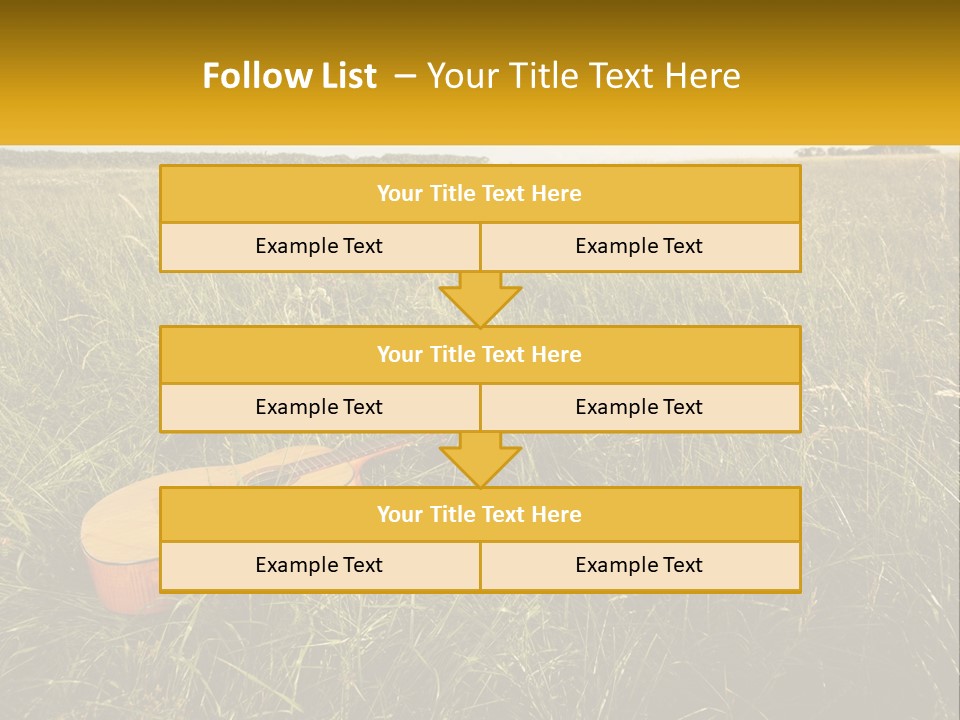 A Guitar In A Field Of Tall Grass PowerPoint Template