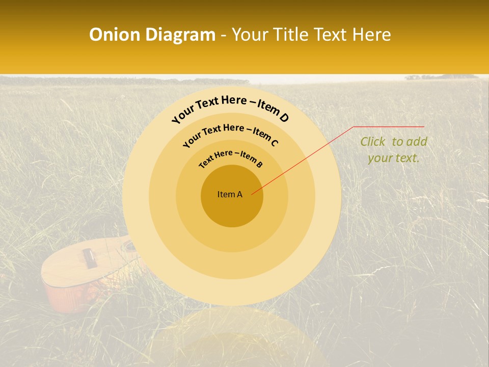 A Guitar In A Field Of Tall Grass PowerPoint Template
