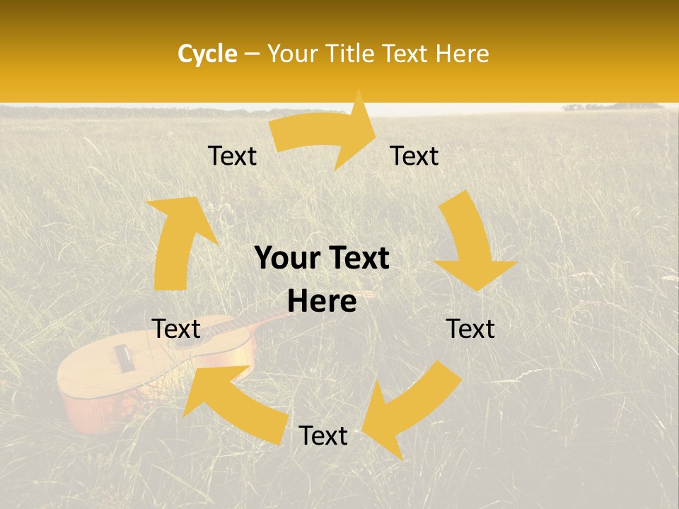 A Guitar In A Field Of Tall Grass PowerPoint Template