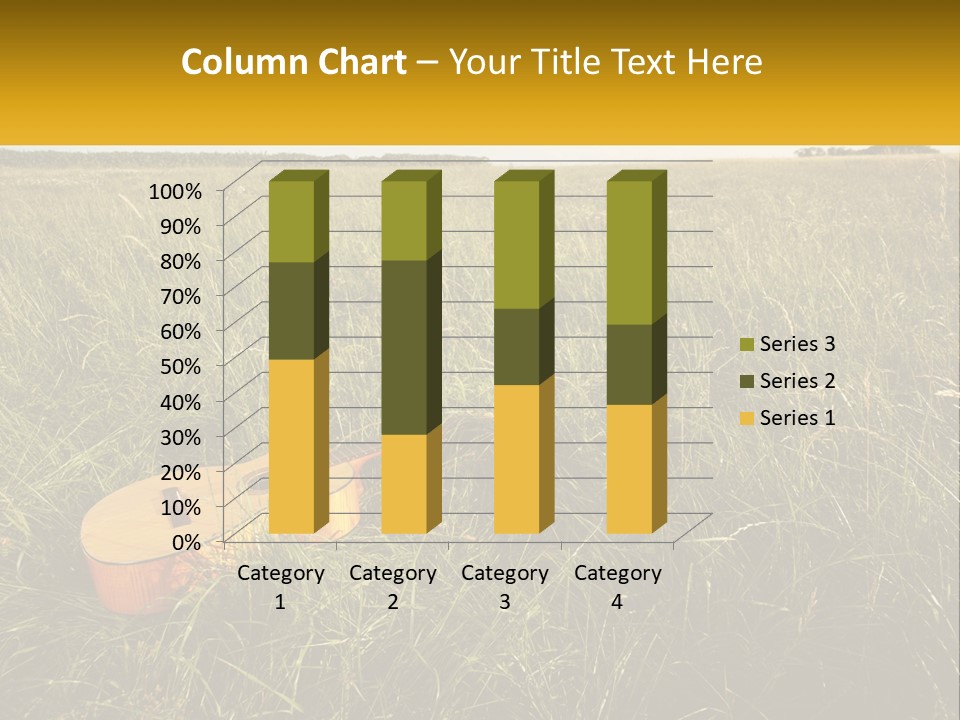 A Guitar In A Field Of Tall Grass PowerPoint Template