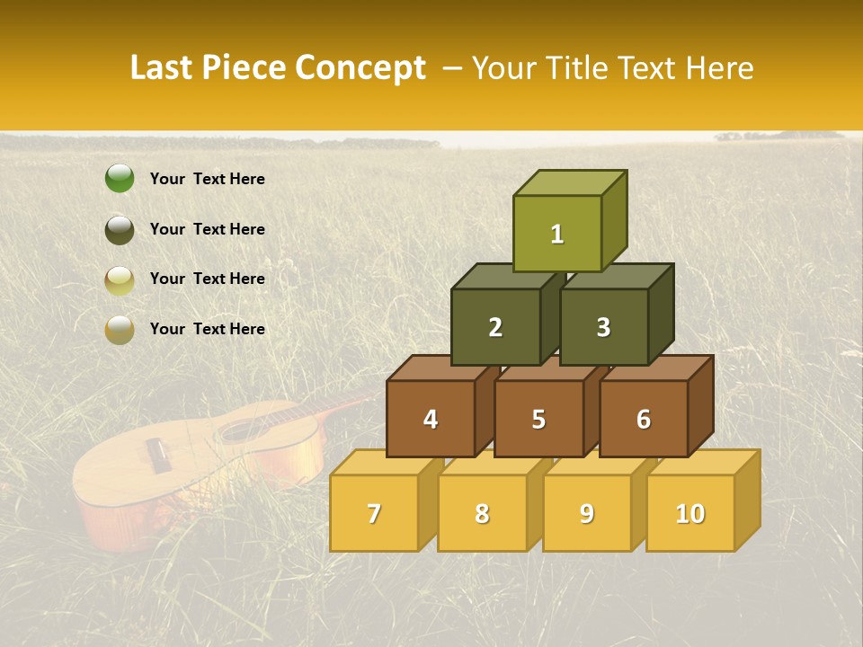 A Guitar In A Field Of Tall Grass PowerPoint Template