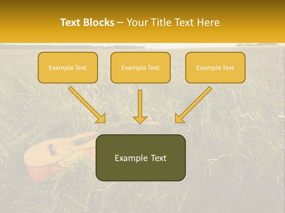 A Guitar In A Field Of Tall Grass PowerPoint Template