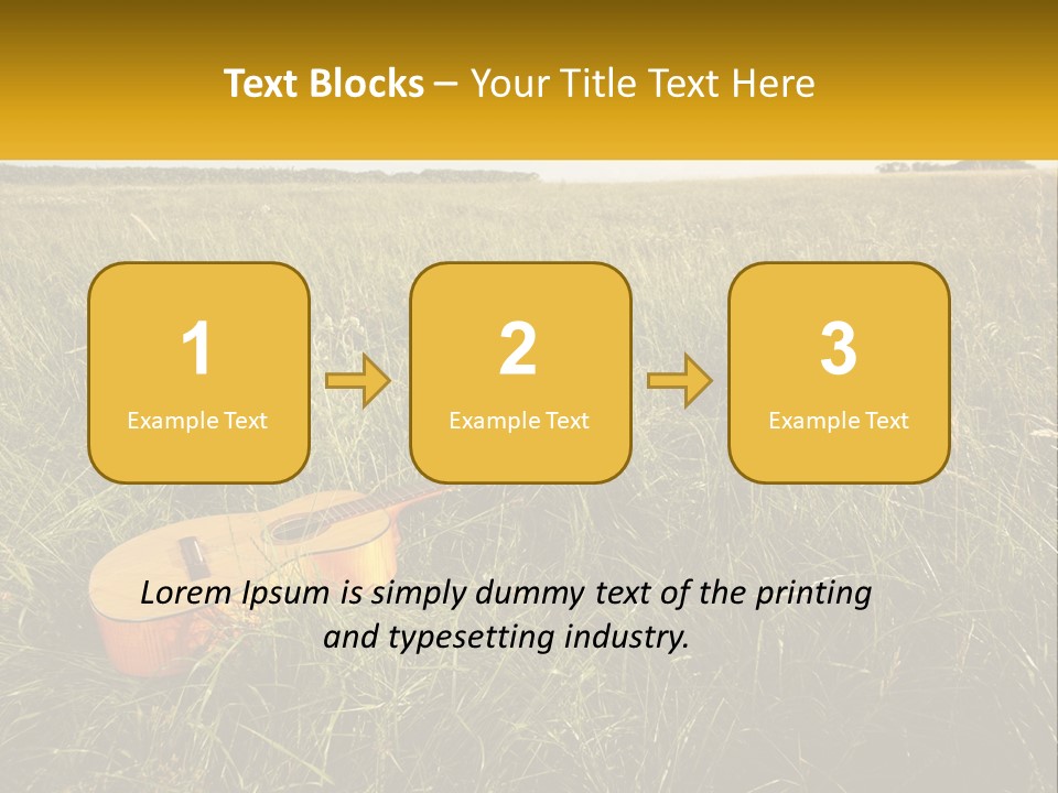 A Guitar In A Field Of Tall Grass PowerPoint Template