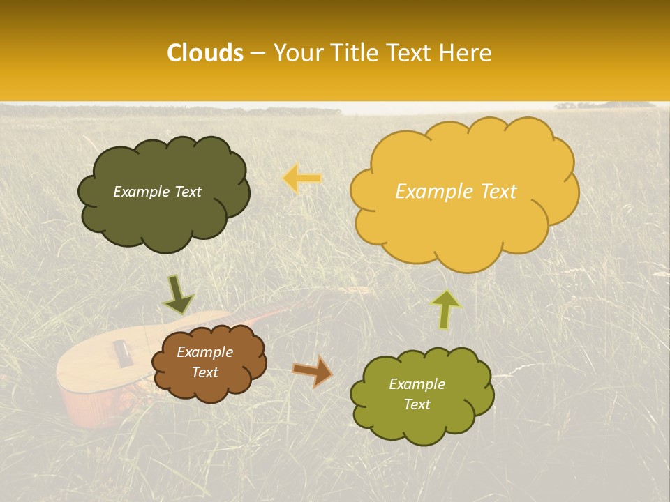 A Guitar In A Field Of Tall Grass PowerPoint Template
