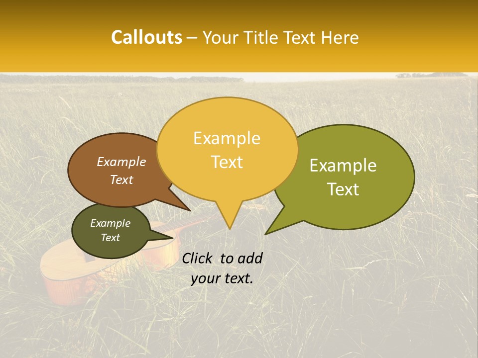 A Guitar In A Field Of Tall Grass PowerPoint Template