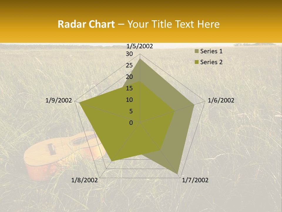 A Guitar In A Field Of Tall Grass PowerPoint Template