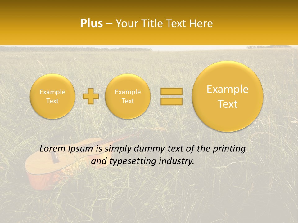 A Guitar In A Field Of Tall Grass PowerPoint Template