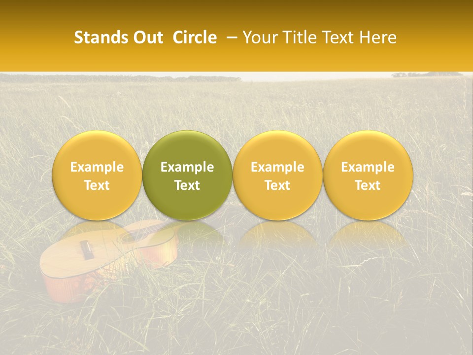A Guitar In A Field Of Tall Grass PowerPoint Template