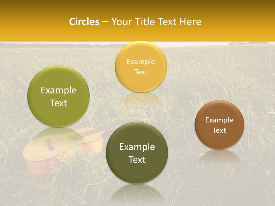 A Guitar In A Field Of Tall Grass PowerPoint Template