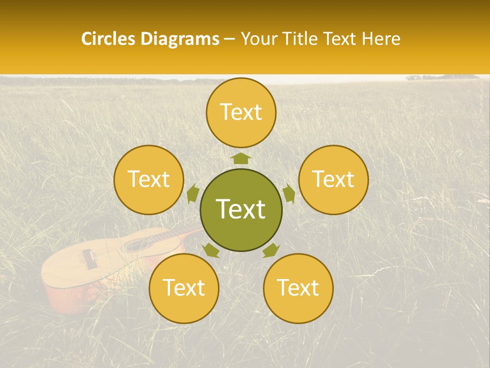A Guitar In A Field Of Tall Grass PowerPoint Template