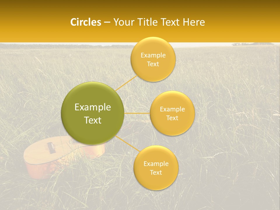 A Guitar In A Field Of Tall Grass PowerPoint Template