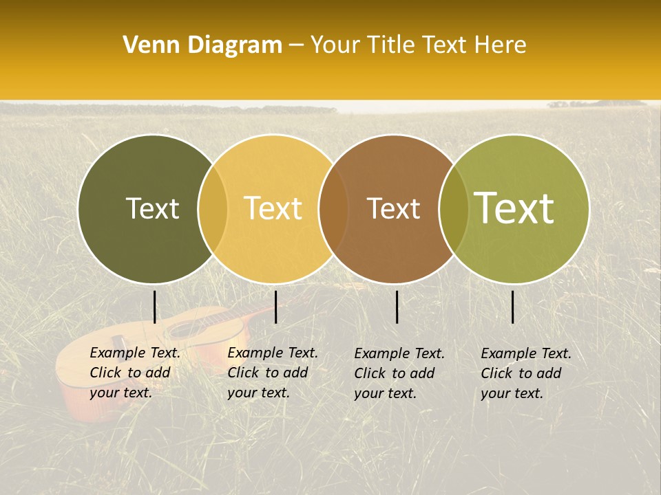 A Guitar In A Field Of Tall Grass PowerPoint Template