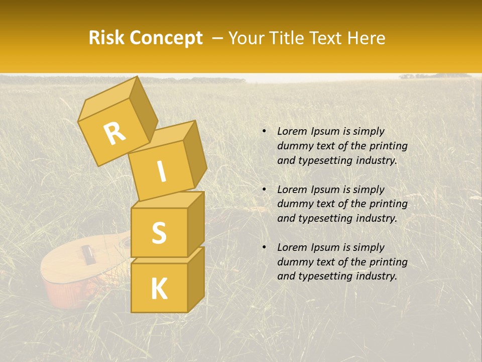 A Guitar In A Field Of Tall Grass PowerPoint Template