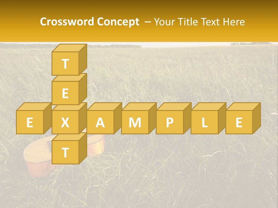 A Guitar In A Field Of Tall Grass PowerPoint Template