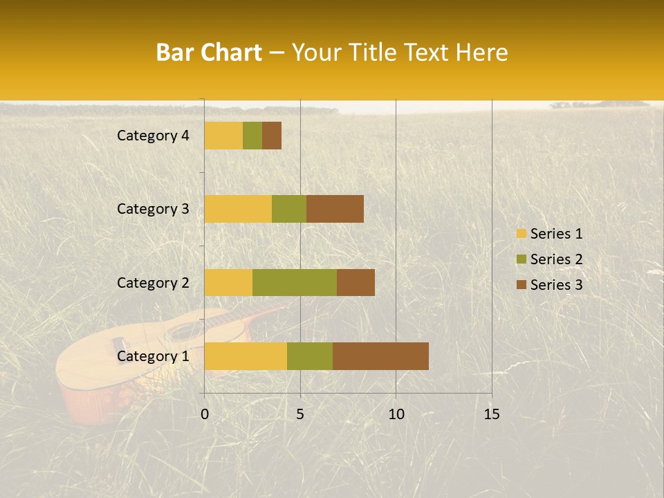 A Guitar In A Field Of Tall Grass PowerPoint Template