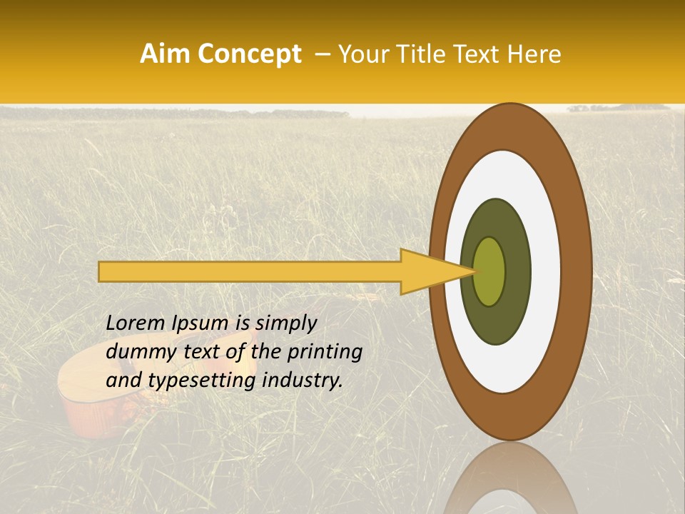 A Guitar In A Field Of Tall Grass PowerPoint Template