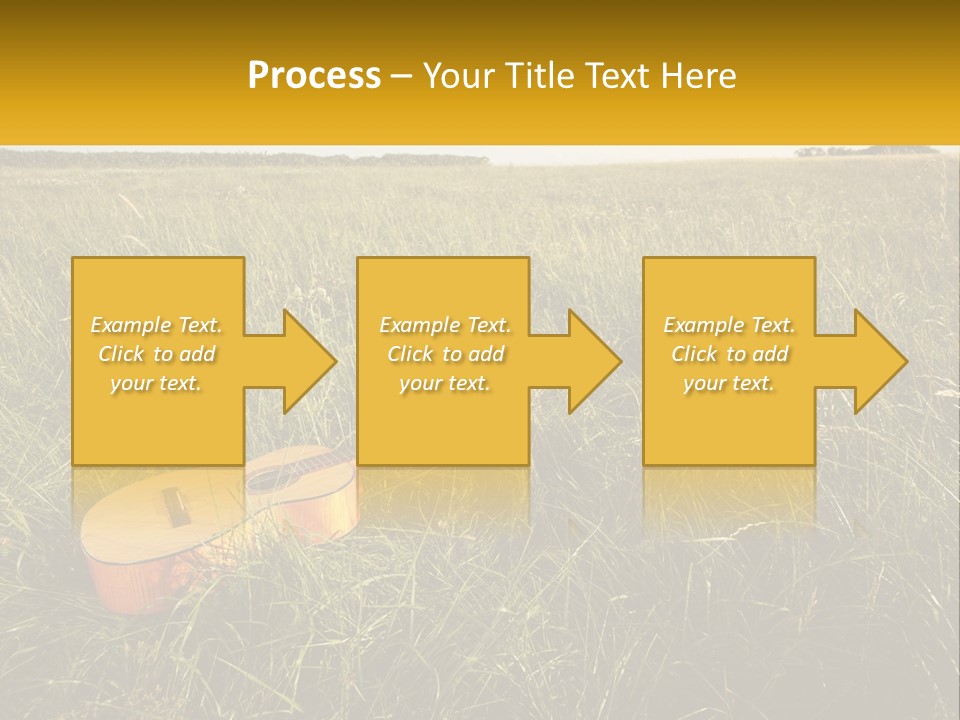 A Guitar In A Field Of Tall Grass PowerPoint Template