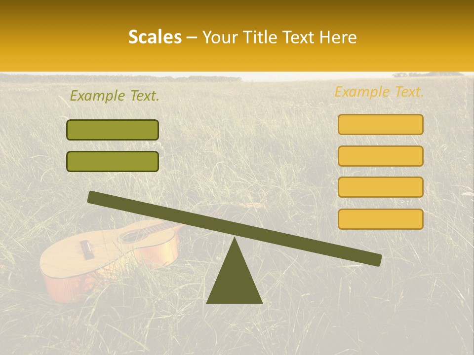 A Guitar In A Field Of Tall Grass PowerPoint Template