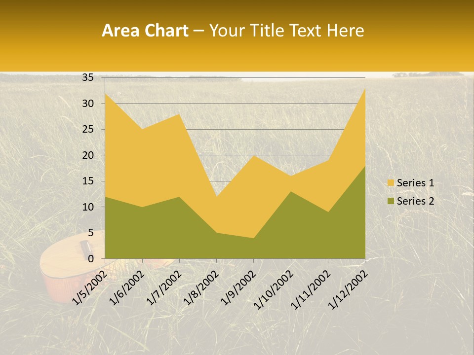 A Guitar In A Field Of Tall Grass PowerPoint Template