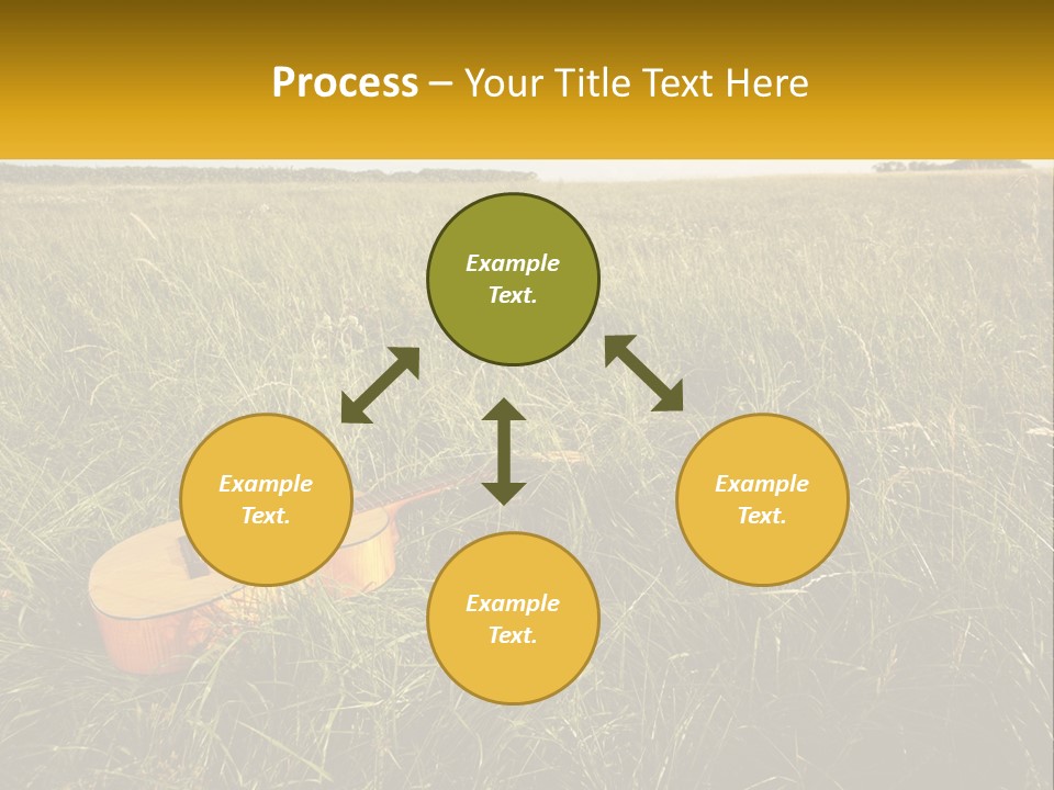 A Guitar In A Field Of Tall Grass PowerPoint Template