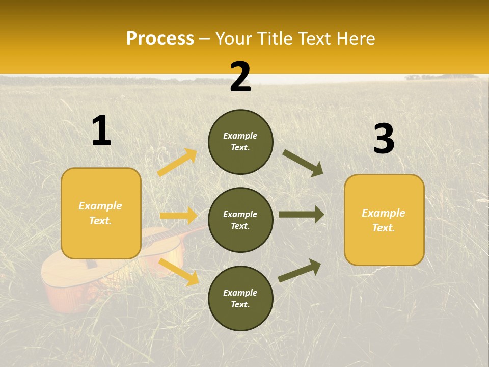 A Guitar In A Field Of Tall Grass PowerPoint Template