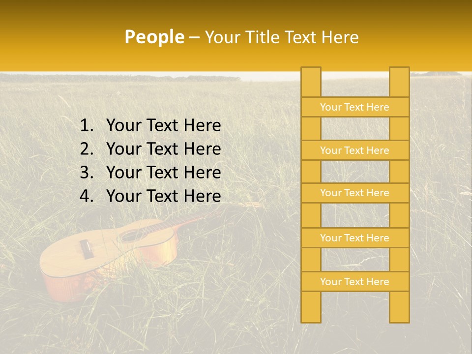 A Guitar In A Field Of Tall Grass PowerPoint Template