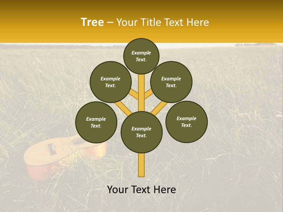 A Guitar In A Field Of Tall Grass PowerPoint Template