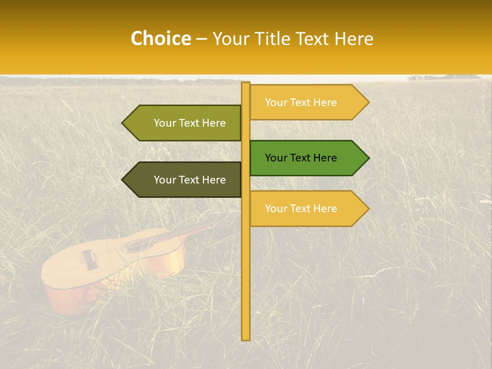 A Guitar In A Field Of Tall Grass PowerPoint Template