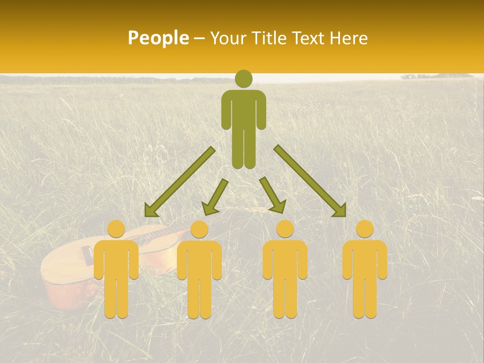A Guitar In A Field Of Tall Grass PowerPoint Template