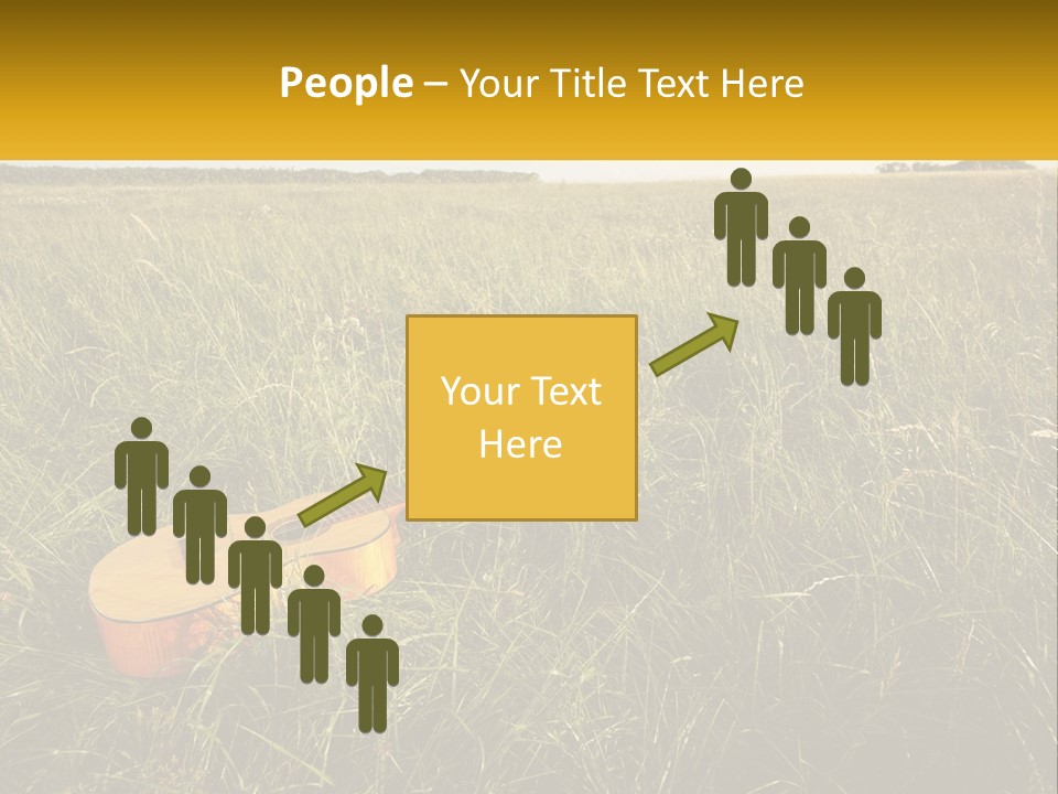 A Guitar In A Field Of Tall Grass PowerPoint Template